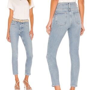 Agolde Nico High Rise Slim Fit Jeans 25‎ Cliffside Denim Button Fly Clean Girl